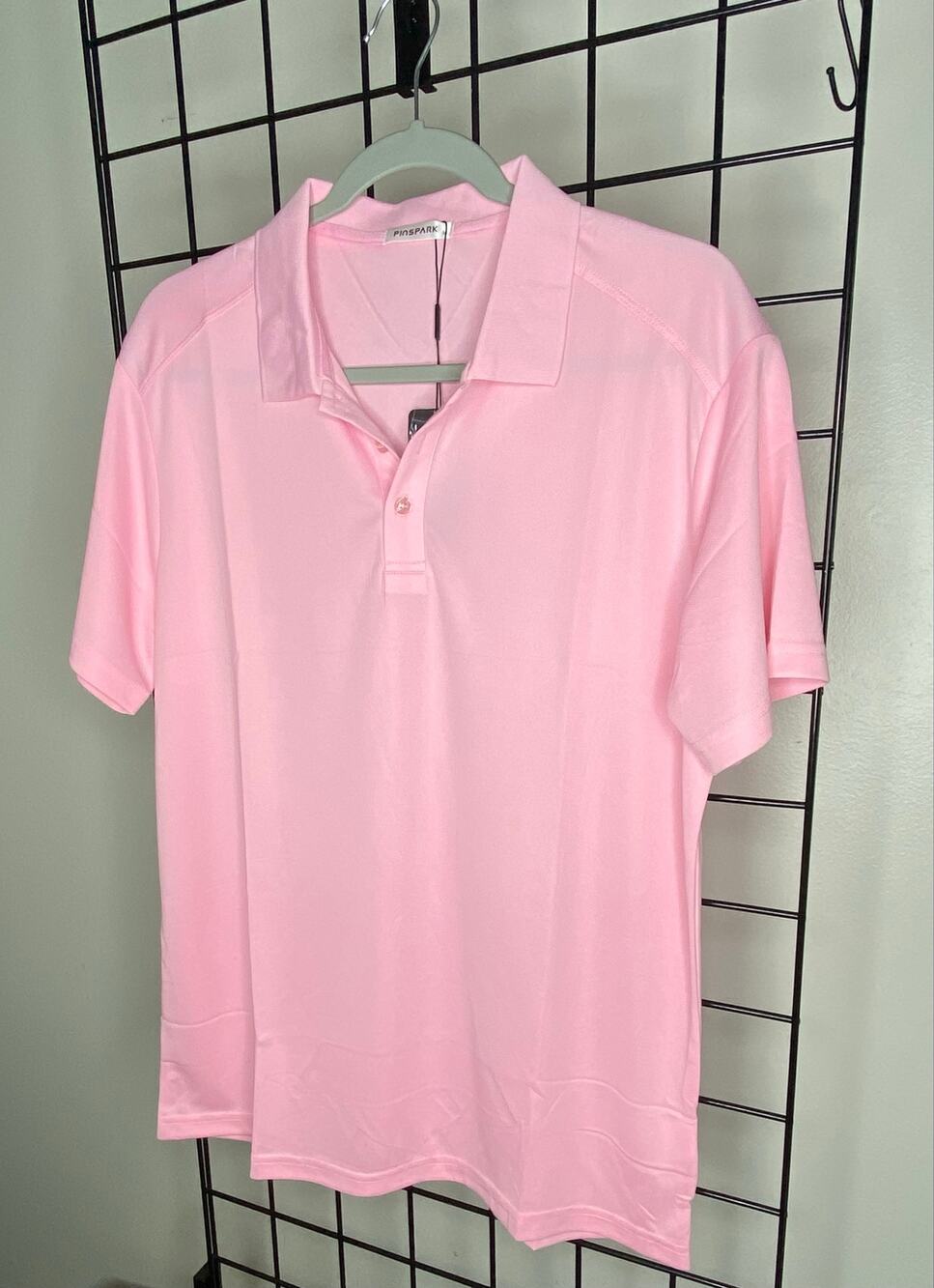 NWT, Pinspark Polo Shirt, Work-Active Wear Quick Dry, Light Pink, Medium